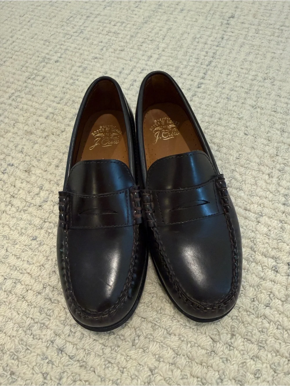 J. Crew Boys' brown Leather Penny Loafers